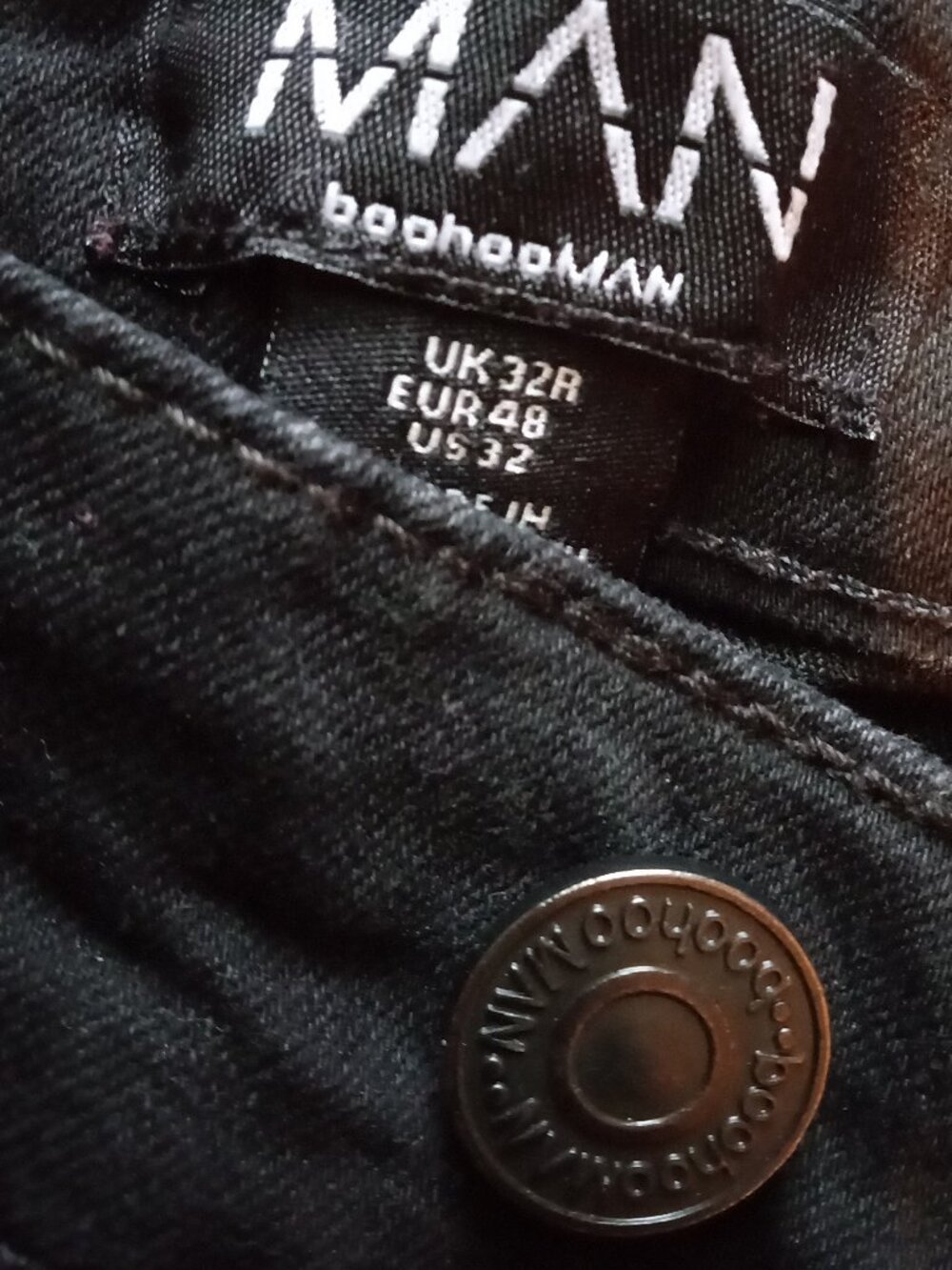Boohooman Black Button Fly Skinny Jeans Mens 32 - Picture 3 of 5